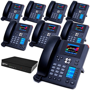 XBLUE QB System Bundle with 8 IP7g IP Phones Including Auto Attendant, Voicemail, Cell & Remote Phone Extensions & Call Recording