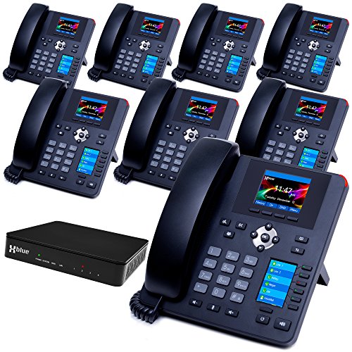 XBLUE QB System Bundle with 8 IP7g IP Phones Including Auto Attendant, Voicemail, Cell & Remote Phone Extensions & Call Recording