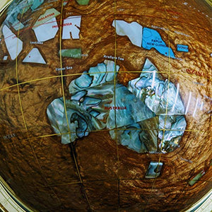 Unique Art 36-Inch by 13-Inch Floor Standing Amberlite Ocean Gemstone World Globe with Gold Tripod