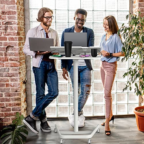 AVLT 47" Ambidextrous Mobile Standing Desk with Split Top Tilting Tray - Pneumatic Laptop Cart