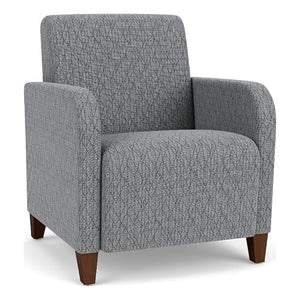 Lesro Siena Fabric Lounge Reception Guest Chair in Gray/Walnut