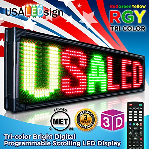 LED Signs 40" X 15" Tri-color Bright Digital Programmable Scrolling Message Display / Business Tools