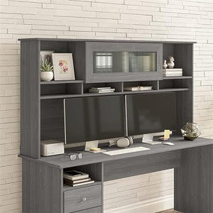 Pemberly Row Modern Gray 72W Desk Hutch - Engineered Wood
