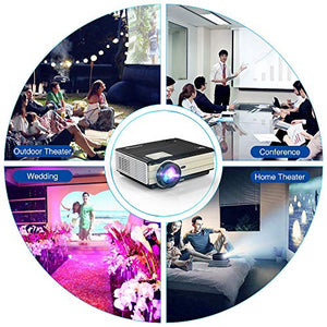 4200 Lumen HD Video Projector, Bluetooth Projector with WiFi Wireless Mirroring with Smart Phone Tablet Laptop, Multimedia LED Projector Support Full HD USB Ideal for Indoor Outdoor Movie Video Game