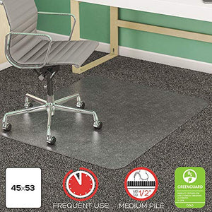 Deflect-O SuperMat Chair Mat for Medium Pile Carpet, 45x53 w/Lip, Clear