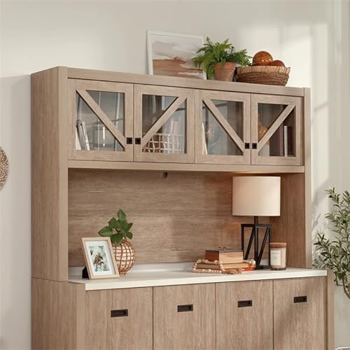 Pemberly Row Large Hutch in Brushed Oak Finish