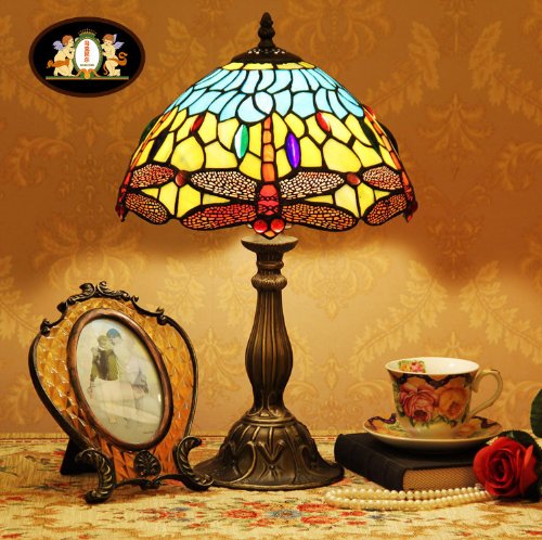 Tiffany Europaische retro style hand-painted stained glass table lamp