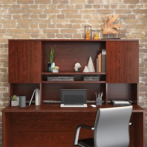 Pemberly Row Contemporary Classic Cherry Shell and Hutch Set 72" x 24