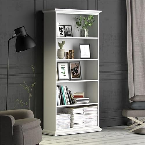 Home Square Modern Wood Bookcase Set in White (Set of 2)
