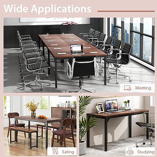 COSTWAY 4.5FT Conference Table Set of 2 - Heavy Duty Steel Frame - Modern Computer Desk