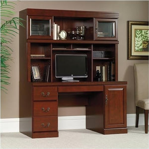 Pemberly Row Classic Cherry Wood Computer Credenza