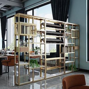 NASTYA Vertical Bookshelf Nordic Metal Wine Rack Floor-to-Ceiling Display Shelves (Color: A4-300cm)