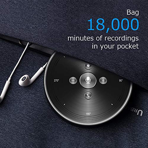 AI Voice-to-Text Speakerphone- eMeet Note N1 Smart WiFi/Bluetooth Speakerphone Conference Speaker Role-Based & Directional Recording 4 omnidirectional Microphones 360° Voice Pickup, skype Speakerphone