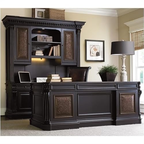Bowery Hill Executive Desk with File Drawers in Black Paint Finish