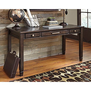 Ashley Furniture Signature Design - Townser Home Office Desk - Contemporary - 3 Drawers - Pewter-Tone Hardware - Grayish Brown Finish