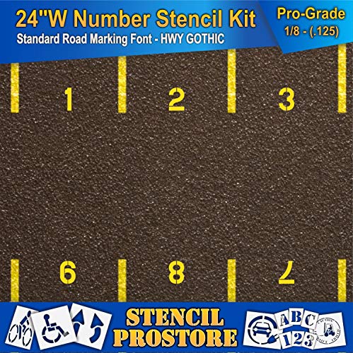 Pavement Stencils - 24 inch - Number KIT Stencil Set - (12 Piece) - 24" x 16" x 1/8" (128 mil) - Pro-Grade