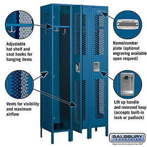 Salsbury Industries 71365BL-U Single Tier 36-Inch Wide 6-Feet High 15-Inch Deep Unassembled Vented Metal Locker, Blue