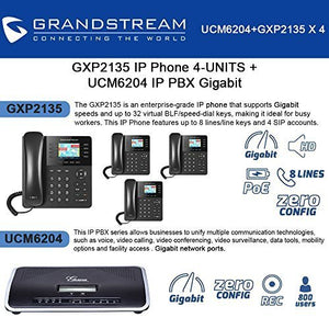 Grandstream GXP2135 IP Phone 4-UNITS with UCM6204 4 Port IP PBX Gigabit