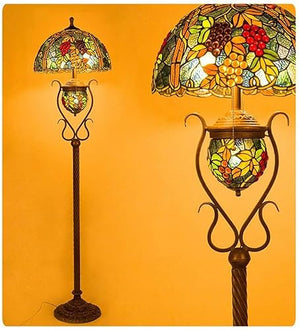 QULACO Tiffany Floor Lamp European Style Stained Glass Antique Base Luxury Floor Lamps