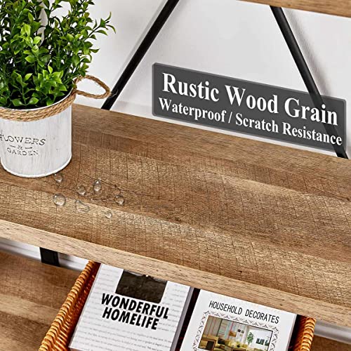FATORRI Industrial 5 Tier Bookshelf, Rustic Wood Etagere Bookcase