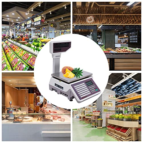 TFCFL Digital Price Computing Scale with Thermal Label Printer, 60lb Capacity, Commercial Meat Produce Weight Scale