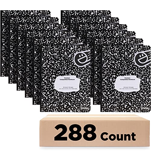 Composition Notebooks Bulk, Wide Ruled Writing Journals in Bulk, Marble Style Hard Cover Composition Book with Lined Paper, Bulk Student Notebooks for School Supplies, 100 Sheets, Pack of 288 - by Emraw