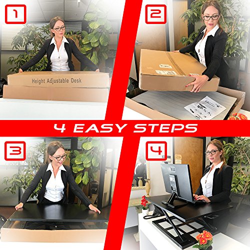 Standing Sit and Stand Up Desk - Easy Height Adjustable Table Jack Desk Converter with Huge 32" x 22" Instantly Convert any Variable Portable Computer Monitors for Work Home by Elevating in Seconds