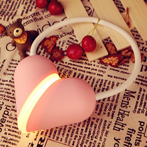 LUOYIMAN® Sensor LED Heart Lamp Outdoor Portable Lamp Deformable and Foldable Light Smart Table Desk Lamp Couples Light 14 LED Lights and 3 Modes of Lightness(Pink)
