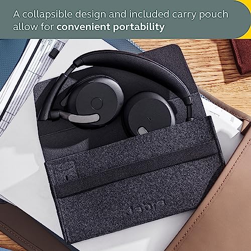Jabra Evolve2 65 Flex Stereo Headset with Bluetooth & Wireless Charging Pad - Noise-Cancelling ClearVoice Technology - Black