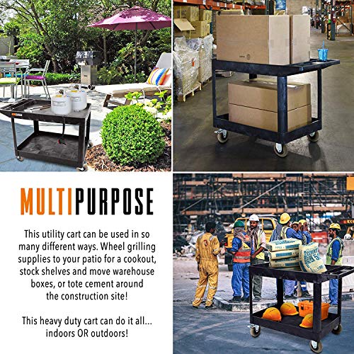 Stand Steady Tubstr XL Outdoor Cart - Heavy Duty Utility Cart, 500 lbs Capacity, Deep Shelves, Shock Absorbent Wheels (Black, 45.5in x 24.5in)