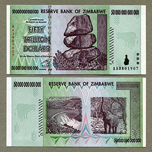 Zimbabwe 10, 20, 50, 100 Trillion, 1, 5, 10, 20, 50 Billion Dollar, currency 2008 banknotes bills World inflation record 9 notes set by RBZ