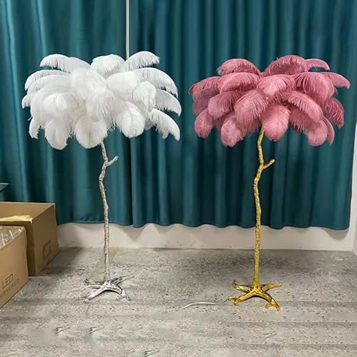 JAYMP Ostrich Feather Floor Lamp (Black, 78.7 inches, 45 Feathers)