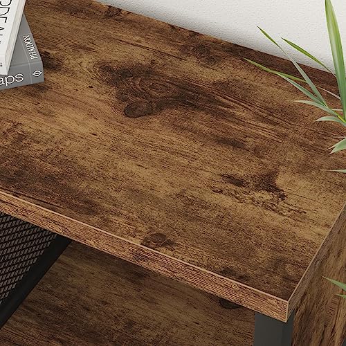 LVB Rustic Horizontal Bookshelf, Industrial Cube Storage Organizer, 63" - Rustic Brown