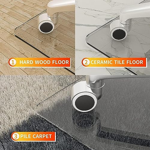 Maxba Glass Office Chair Mat for Carpet 35.43" x 35.43" Tempered Glass Floor Mat