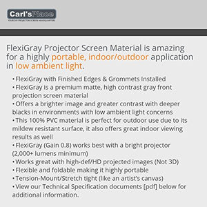 Carl's FlexiGray Projector Screen (16:9 | 10.5x18-Ft | 245-in | Folded) Finished Edges & Grommets, DIY Projection Screen, HD, Low Ambient Light, Tensioned, Outdoor, Portable, High Contrast Grey