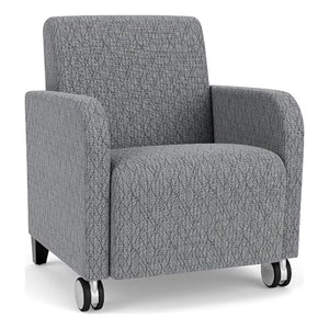 Lesro Siena Fabric Lounge Reception Guest Chair w/Caster in Gray/Black