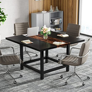 LITTLE TREE 6.5 Ft Modern Black Conference Table for Office & Conference Room