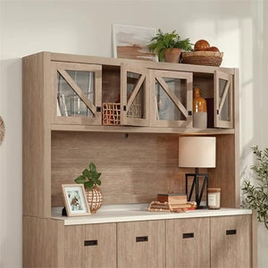 Pemberly Row Large Hutch in Brushed Oak Finish