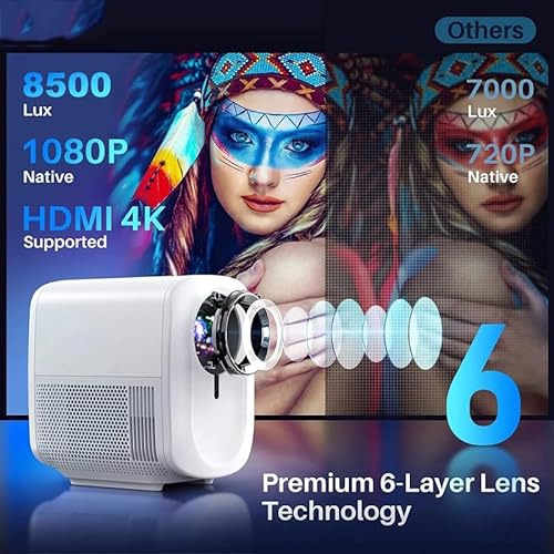 BAILAI Android LCD LED 4K Video Projector for Home Theater - 1080P Smartphone Compatible