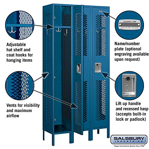 Salsbury Industries 71362BL-U Single Tier 36-Inch Wide 6-Feet High 12-Inch Deep Unassembled Vented Metal Locker, Blue