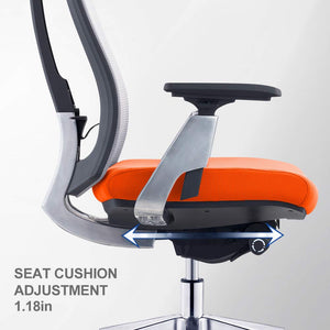 GAOAG Ergonomic Office Chair High Back Lumbar Support Adjustable Swivel Best 2019 Luxury Mesh Chair with Armrest Headrest Orange Grey