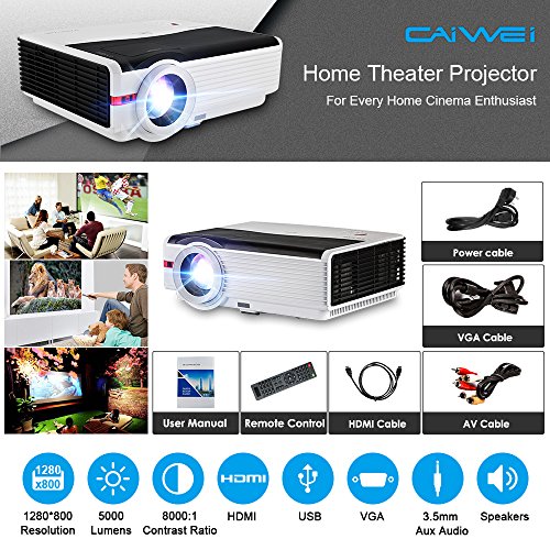 Smart TV Projector Bluetooth Wireless, EUG 4200 Lumen LED Home Cinema Video Projectors with Android 6.0,Wi-Fi,HiFi Speaker,Max 200" LCD TFT for Blu ray DVD Xbox PS4 Laptop Fire TV Stick Outdoor Movie