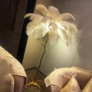 JAYMP Ostrich Feather Floor Lamp (Black, 78.7 inches, 45 Feathers)