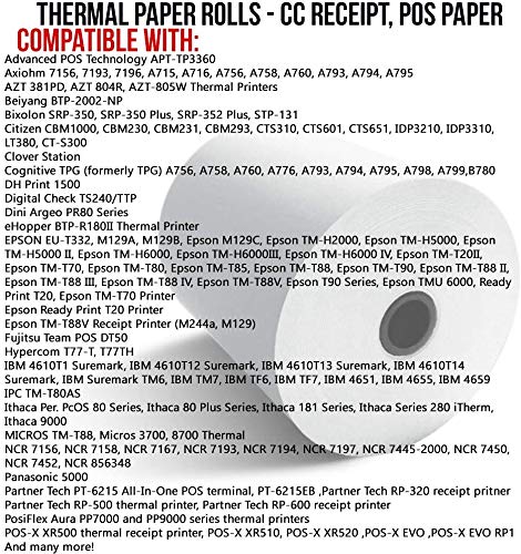 3 1 8 x 230 Thermal Receipt Paper POS Cash Register 50 Rolls/case BPA Free RegisterRoll - Pallet contains 2500 Rolls in 50 Cases - M244A Thermal Paper 3 1/8 Inch x 230' Paper 50 Rolls Premium thermal,