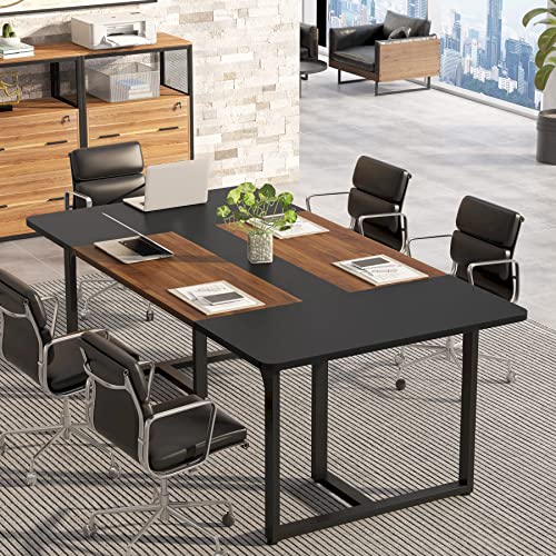 LITTLE TREE 6FT Rectangle Conference Table for 8 People, Industrial Business Large Office Boardroom Desk