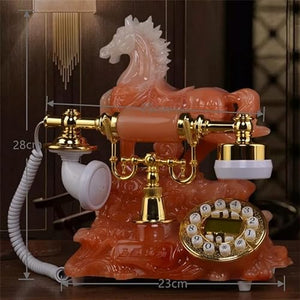 None Retro Fixed Telephone European Home Antique Horse Style Creative Office Wired Blue Backlight+Handsfree+Caller ID Landline Phone