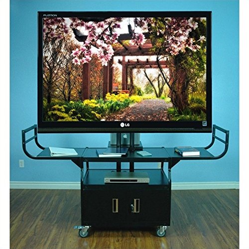 VTI Large Flat Panel 80" Monitor Cabinet Cart in Powder Paint