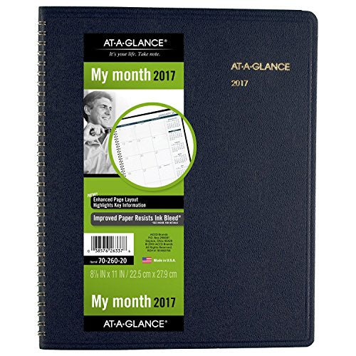 AT-A-GLANCE Monthly Planner / Appointment Book 2017, 15 Months, 9 x 11", Navy (7026020)
