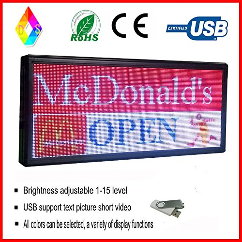 P 6 led Sign 40''x18'' Programming Texts, Images& Video Outdoor Full Color led Sign for Window Advertising