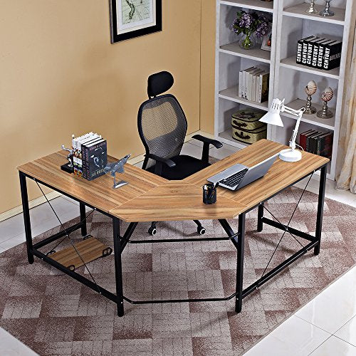 Soges 59 x 59 inches Large L-Shaped Desk Computer Desk L Desk Office Desk Workstation Desk, Oak CS-ZJ02-OK